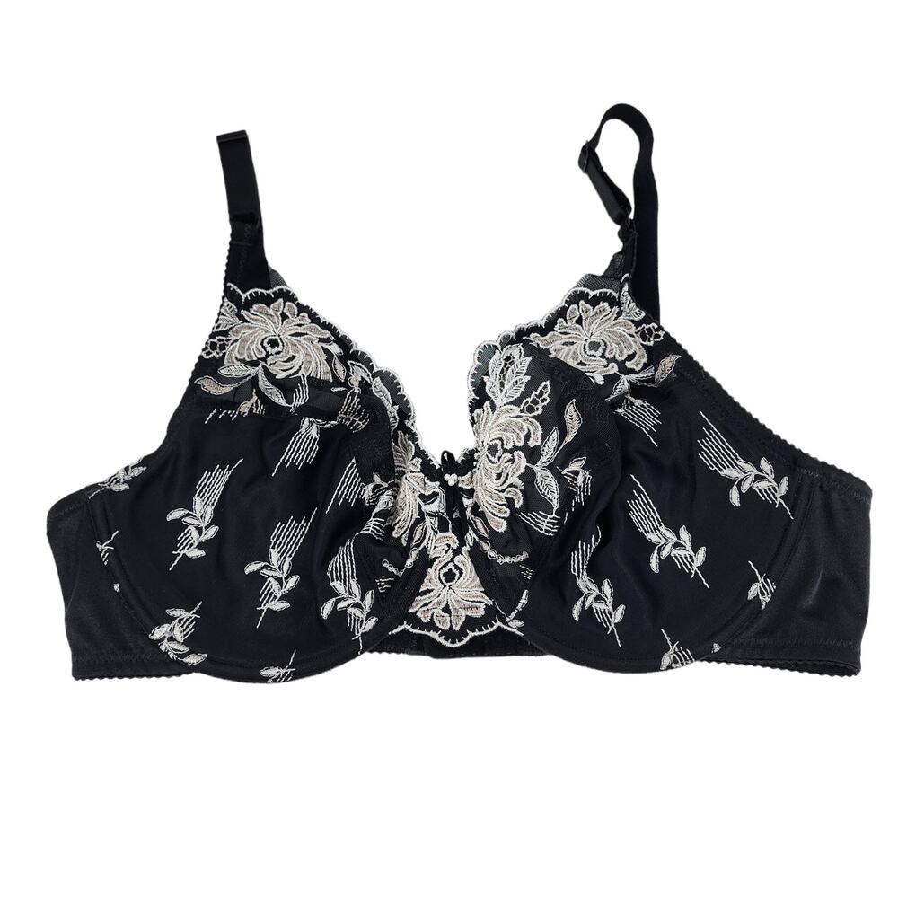 Wacoal Black White Full Coverage Floral Lace Underwire Bra Size 36D